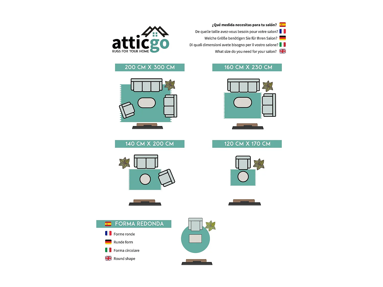 Tapete interior redondo - liso - antracita - diam.130 cm - NORGE