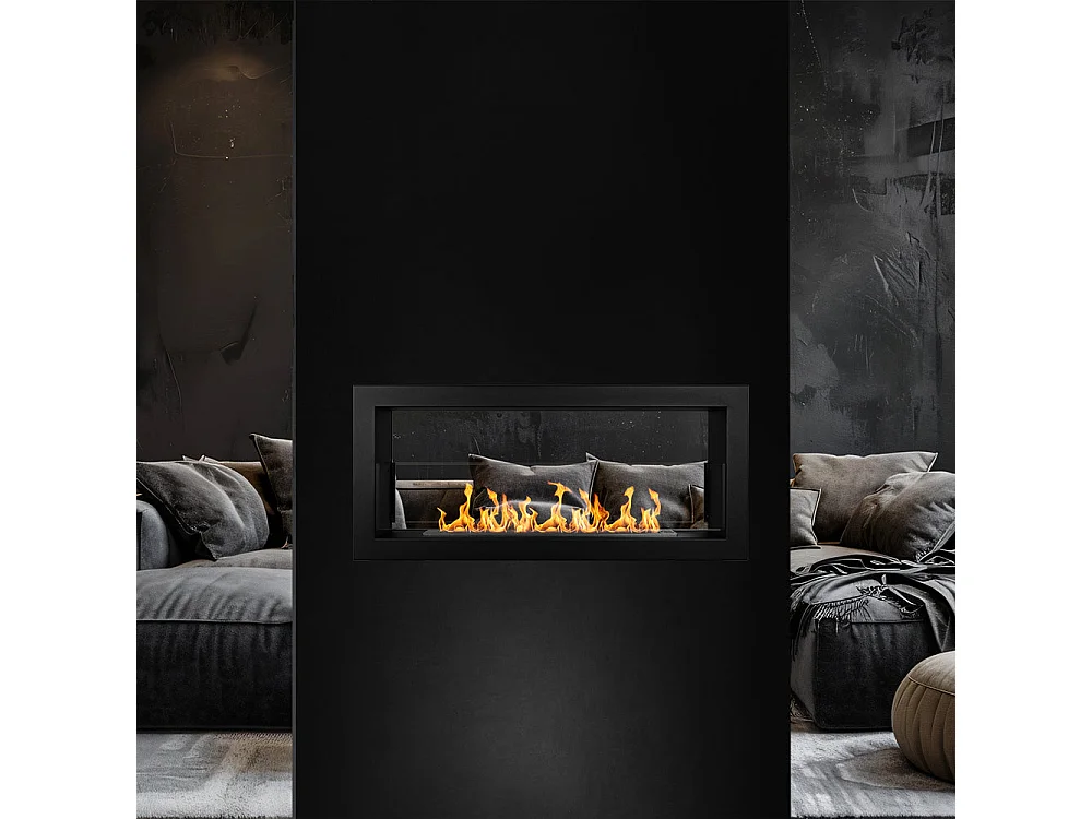 Cheminée bioéthanol double face encastrable biocheminée 2 faces 90x40 MONTEFALCO 90