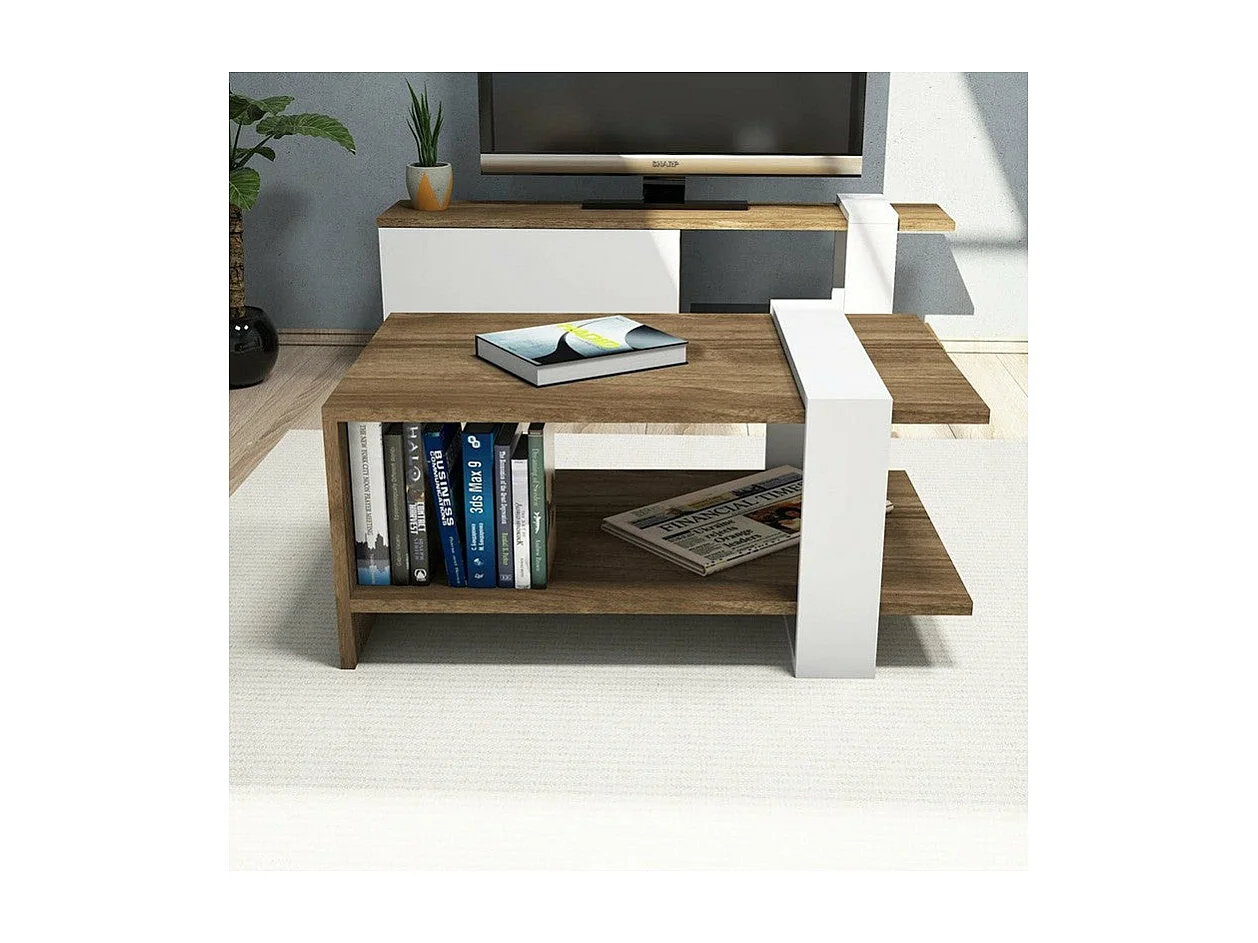 Table basse Carla Bois  blanc noyer 80x50x35 cm