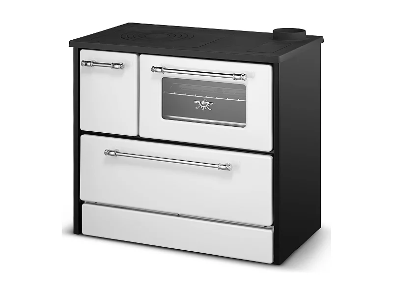 Estufa de Leña Cocina 9 Kw Blanca L87xP51xH79 Ecodesign