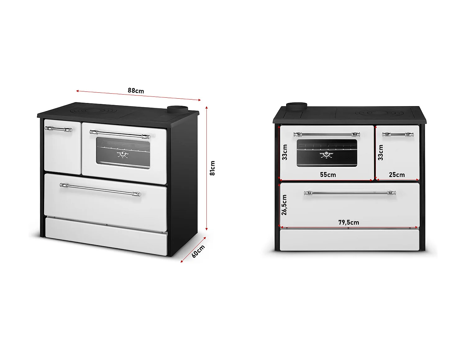 Houten Keukenfornuis 9 Kw Wit Beatrice L87xD51xH79 Ecodesign