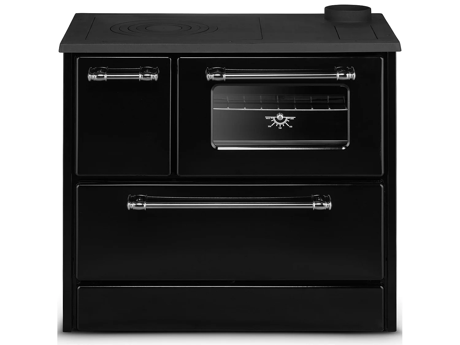 Schwarzer Beatrice Holzofen 9 kW - 87x51x79 cm