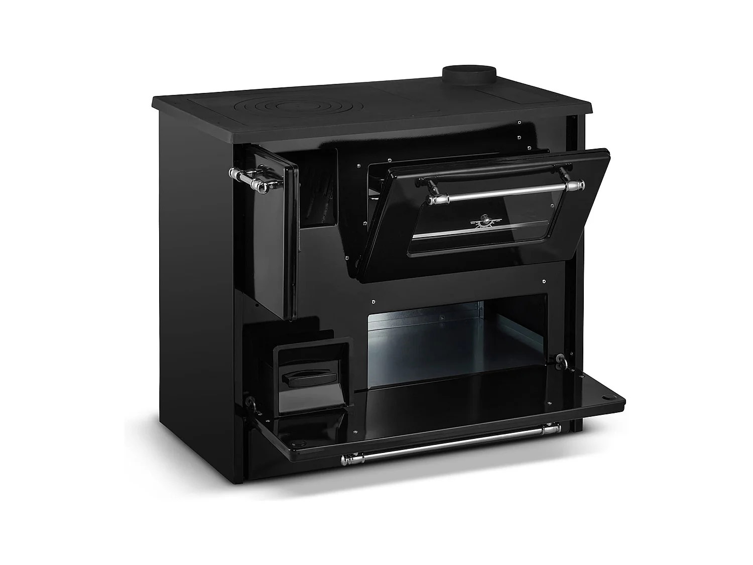 Schwarzer Beatrice Holzofen 9 kW - 87x51x79 cm