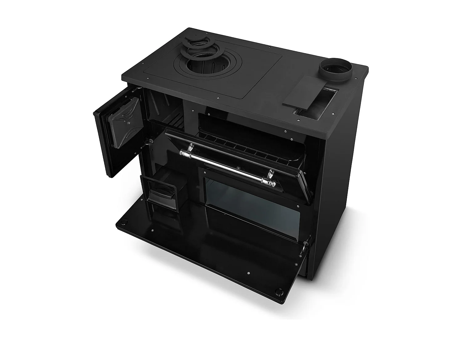 Poêle à bois 9 Kw Noir Beatrice - 87x51x79 cm