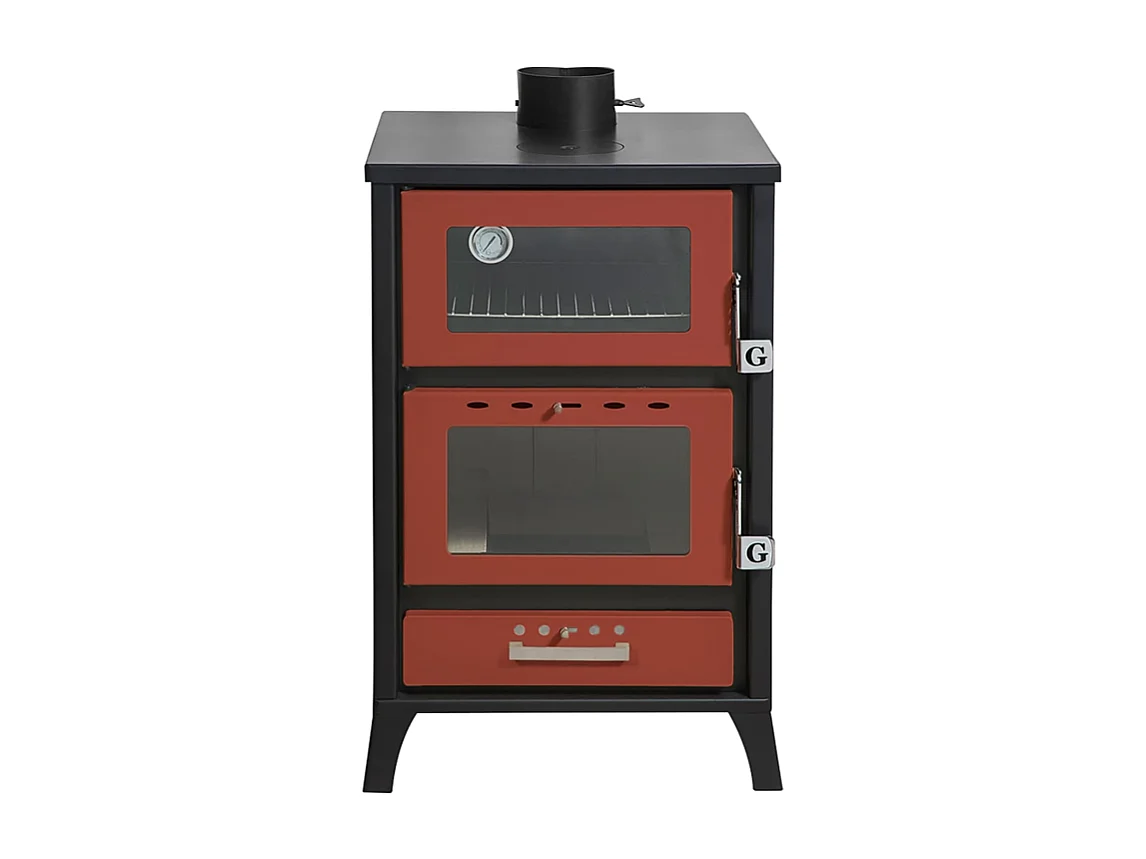 Fogão a lenha Marika Rossa de 22 kW com forno, C50,5 x L58,5 x A91,5