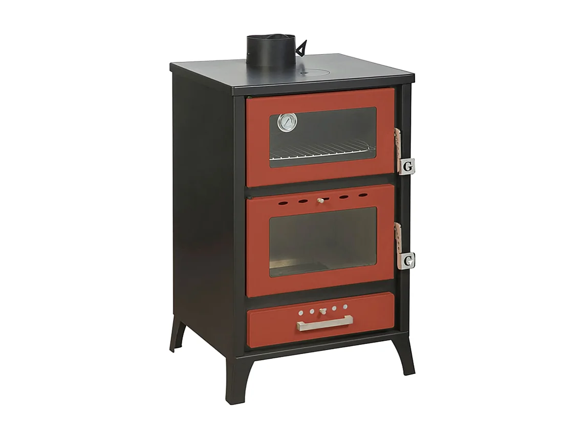 Fogão a lenha Marika Rossa de 22 kW com forno, C50,5 x L58,5 x A91,5