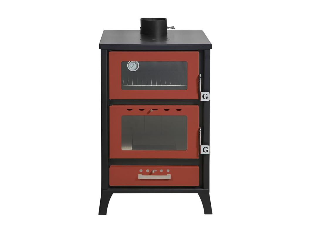 Poêle à bois avec four Marika Rossa 22 Kw L50,5xp58,5xh91,5