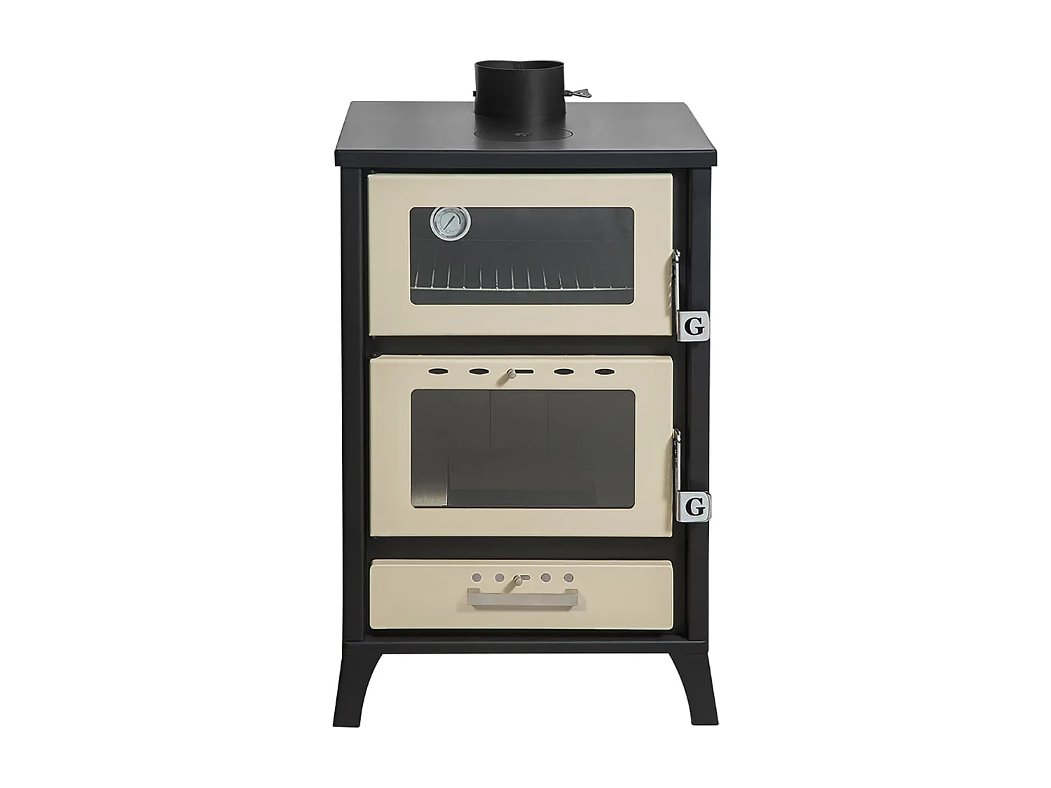 Poêle à bois avec four Marika Beige 22 Kw L50,5xp58,5xh91,5