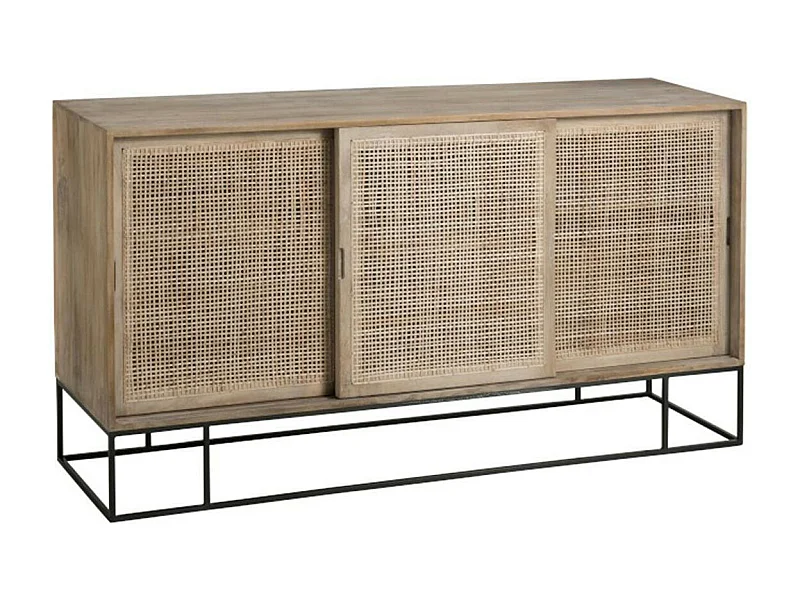 Buffet 3 Portes en Bois "Bombay" 160cm Naturel
