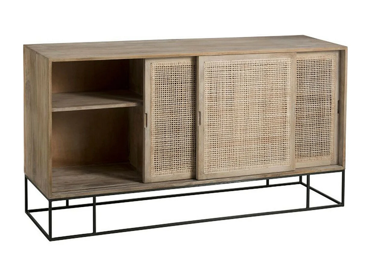 Buffet 3 Portes en Bois "Bombay" 160cm Naturel