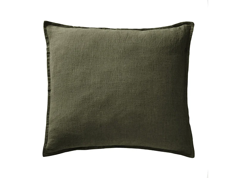 Lot de 2 taies d'oreillers 60 x 60 cm en lin lavé vert - LUISA