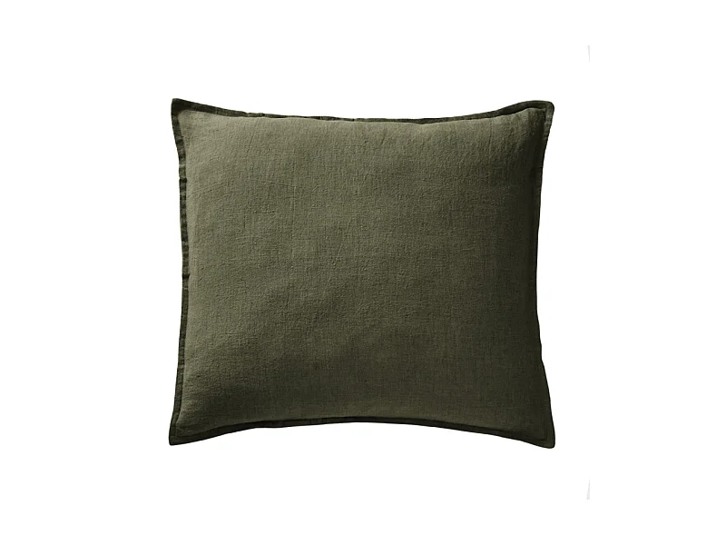 Lot de 2 taies d'oreillers 60 x 60 cm en lin lavé vert - LUISA