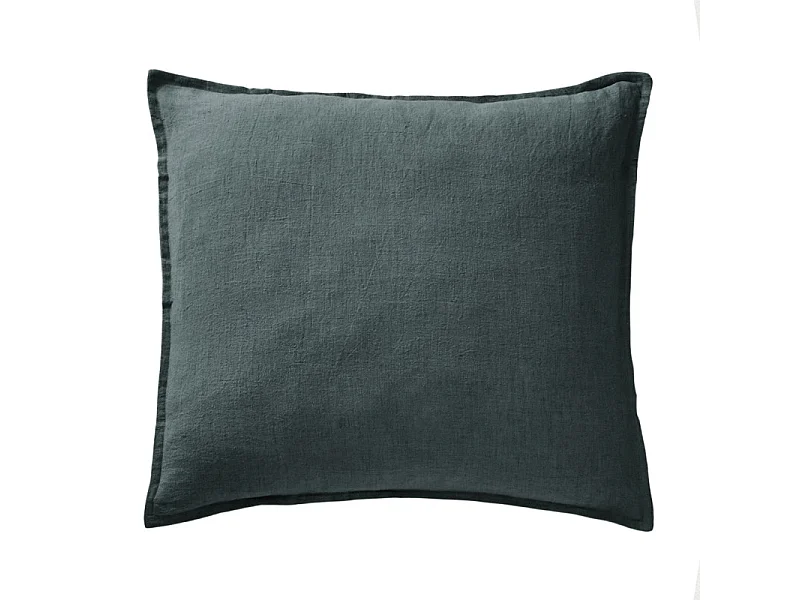 Lot de 2 taies d'oreillers 60 x 60 cm en lin lavé bleu - LUISA