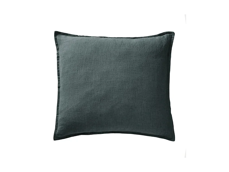 Lot de 2 taies d'oreillers 60 x 60 cm en lin lavé bleu - LUISA
