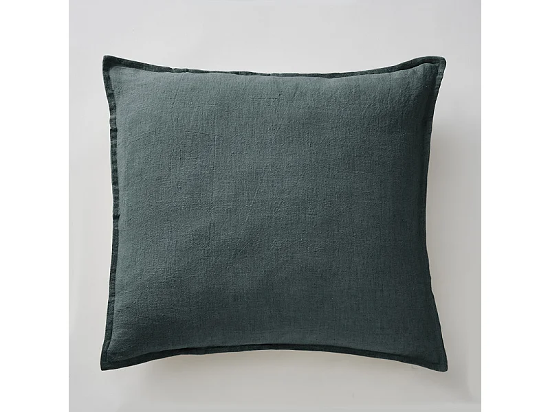 Lot de 2 taies d'oreillers 60 x 60 cm en lin lavé bleu - LUISA