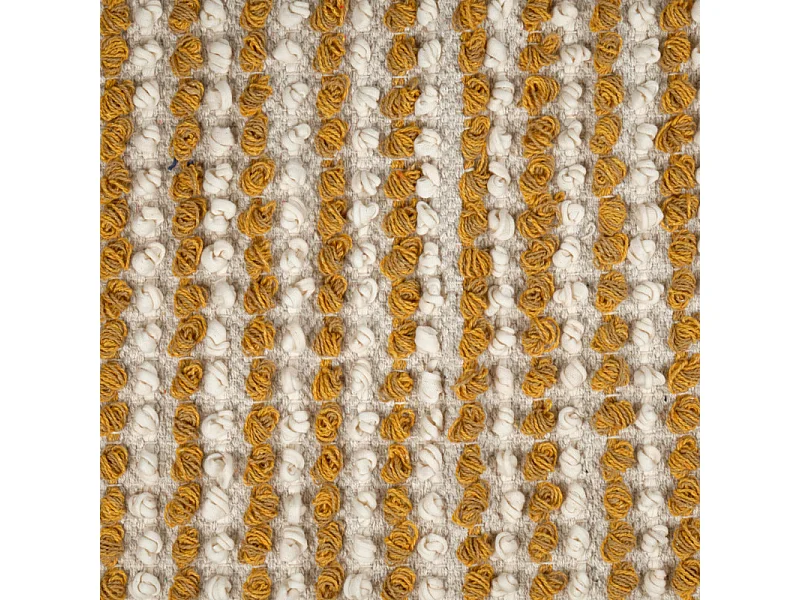 Tapis 60 x 80 cm texturé jaune moutarde et blanc avec franges – SOHO
