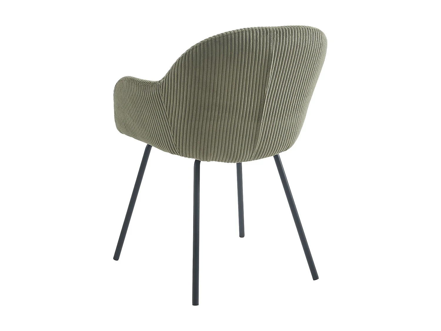 Set van 6 stoelen met armleuningen van ribfluweel en zwart metaal - Kaki - MARENZIA