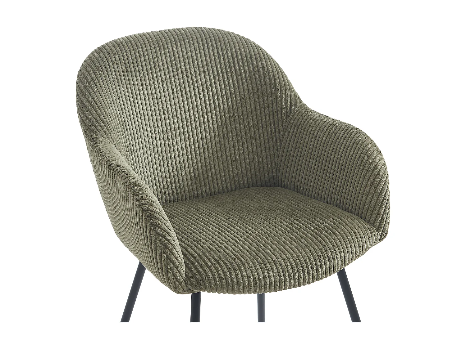 Set van 6 stoelen met armleuningen van ribfluweel en zwart metaal - Kaki - MARENZIA