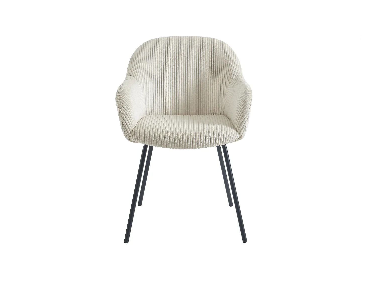 Lot de 6 chaises avec accoudoirs en velours côtelé et métal noir - Beige - MARENZIA