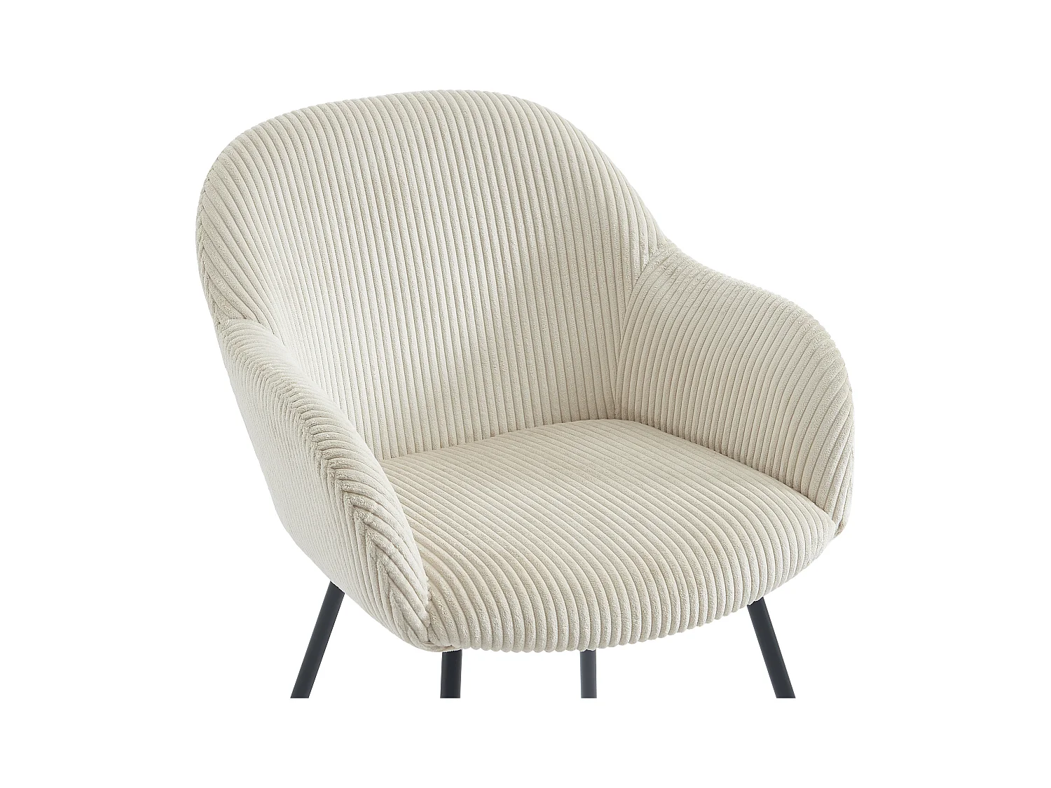 Lot de 6 chaises avec accoudoirs en velours côtelé et métal noir - Beige - MARENZIA