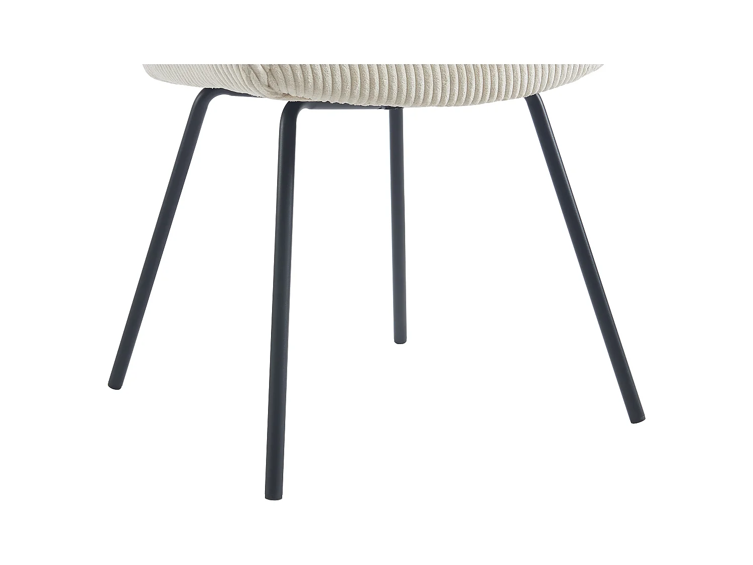 Lot de 6 chaises avec accoudoirs en velours côtelé et métal noir - Beige - MARENZIA