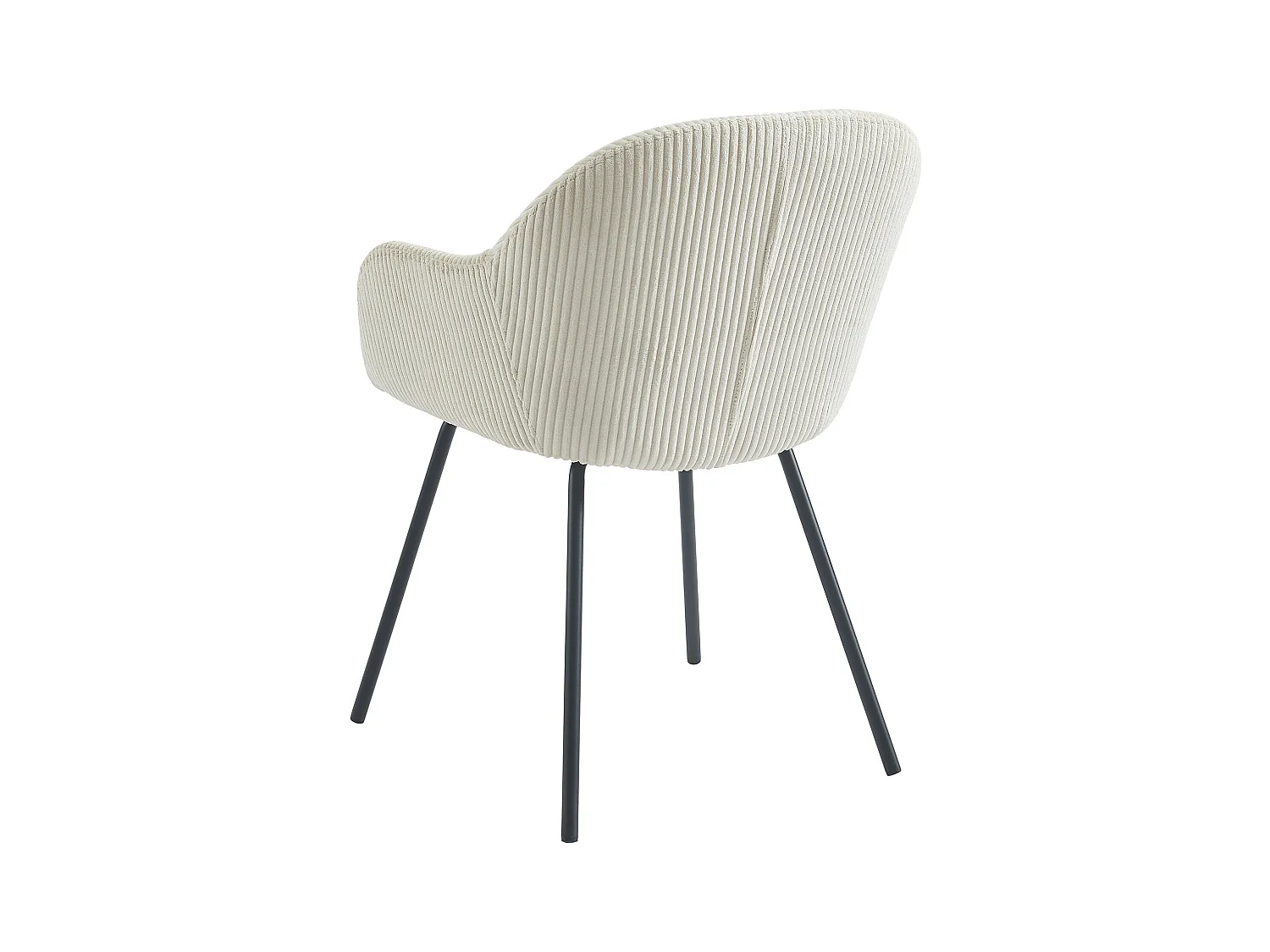 Lot de 6 chaises avec accoudoirs en velours côtelé et métal noir - Beige - MARENZIA