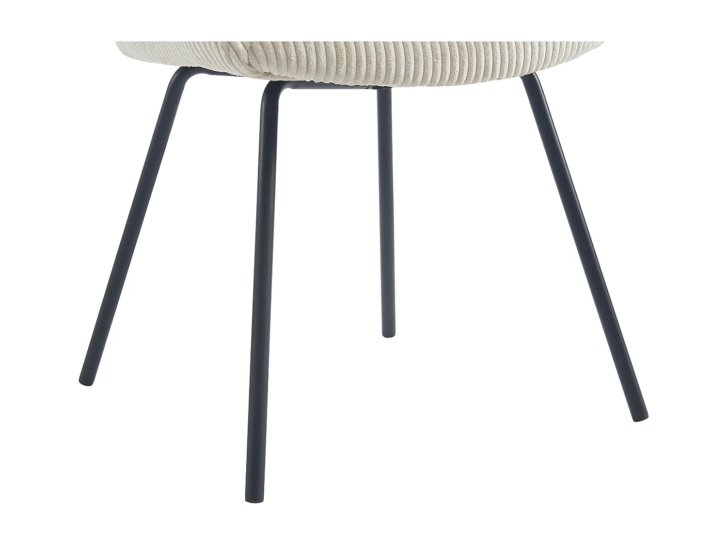 Lot de 6 chaises avec accoudoirs en velours côtelé et métal noir - Beige - MARENZIA