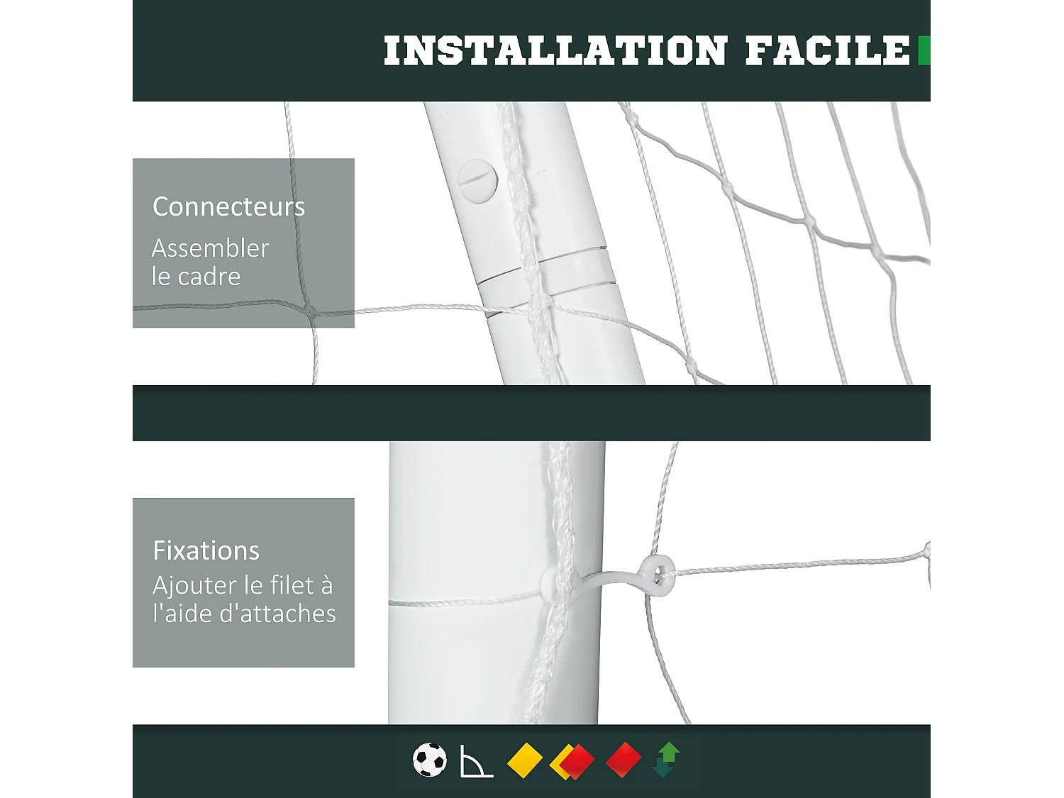 But de football cage de foot but futsal - dim. 180L x 92l x 124H cm - PVC blanc