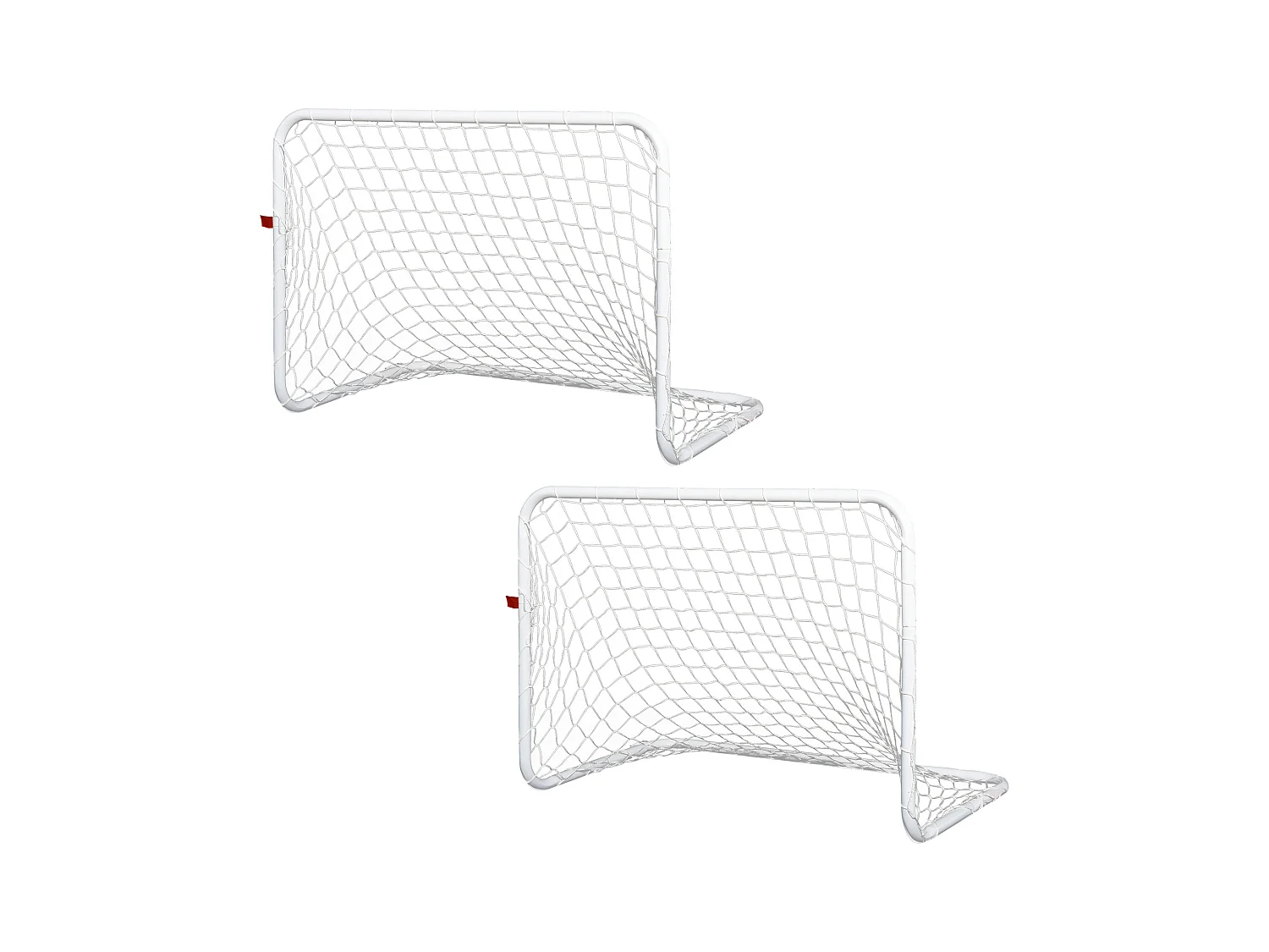 Set de 2 mini cages de football pour enfant - ballon, pompe, piquets inclus - 78L x 46l x 56H cm - métal blanc