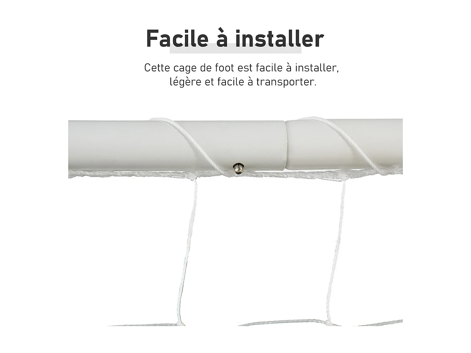 But de football - cage de foot - but futsal dim. 301L x 126l x 200H cm - châssis métal époxy filet PE - piquets inclus - blanc