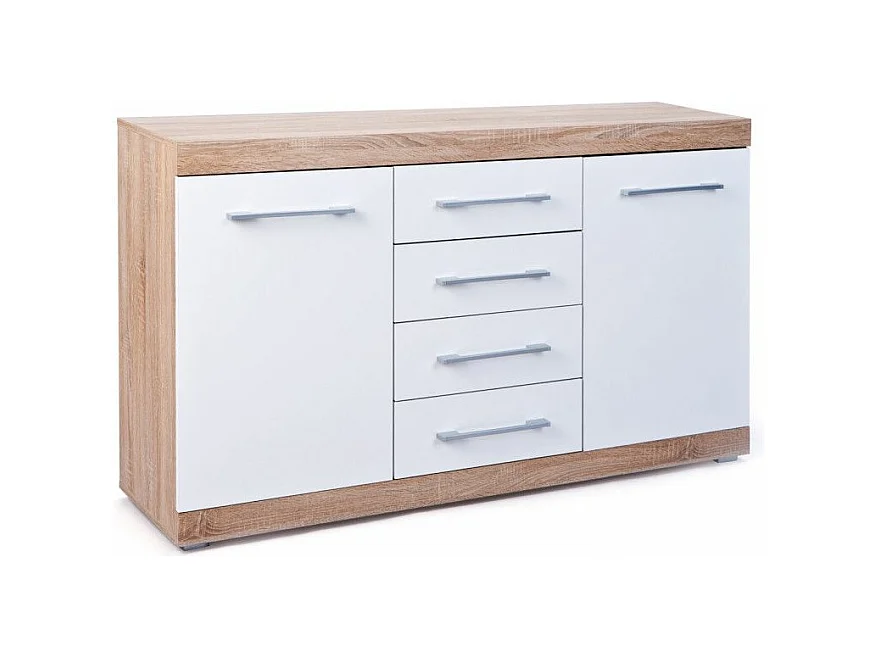 Buffet 2 Portes & 4 Tiroirs "Luni" 155cm Blanc
