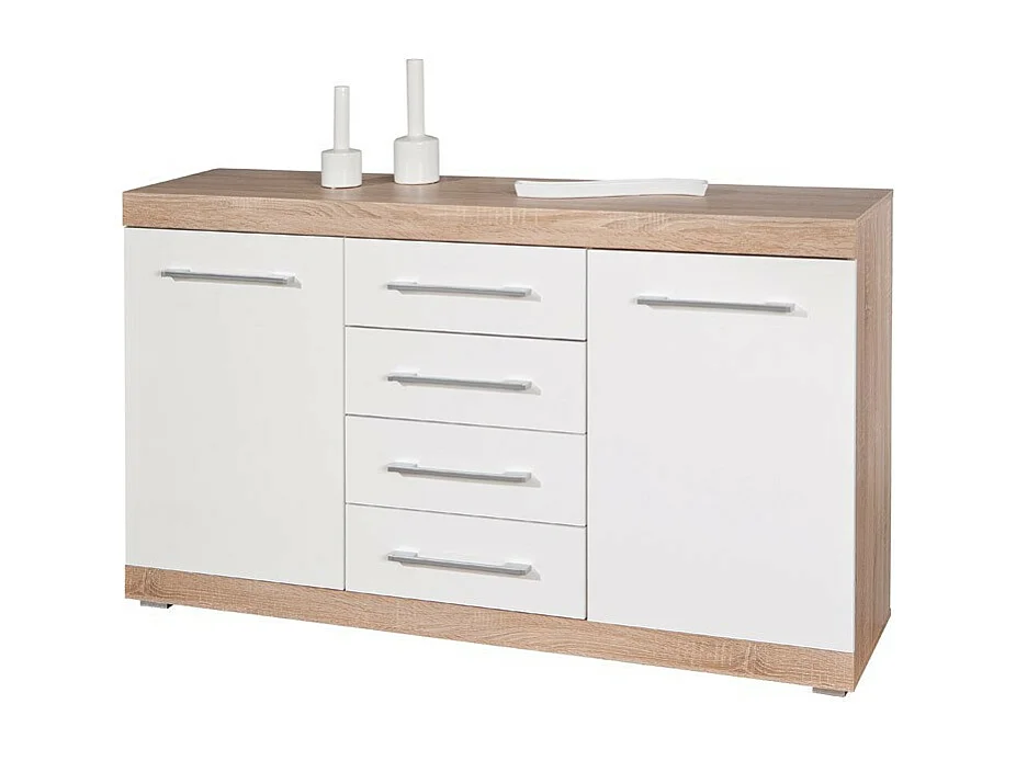 Buffet 2 Portes & 4 Tiroirs "Luni" 155cm Blanc