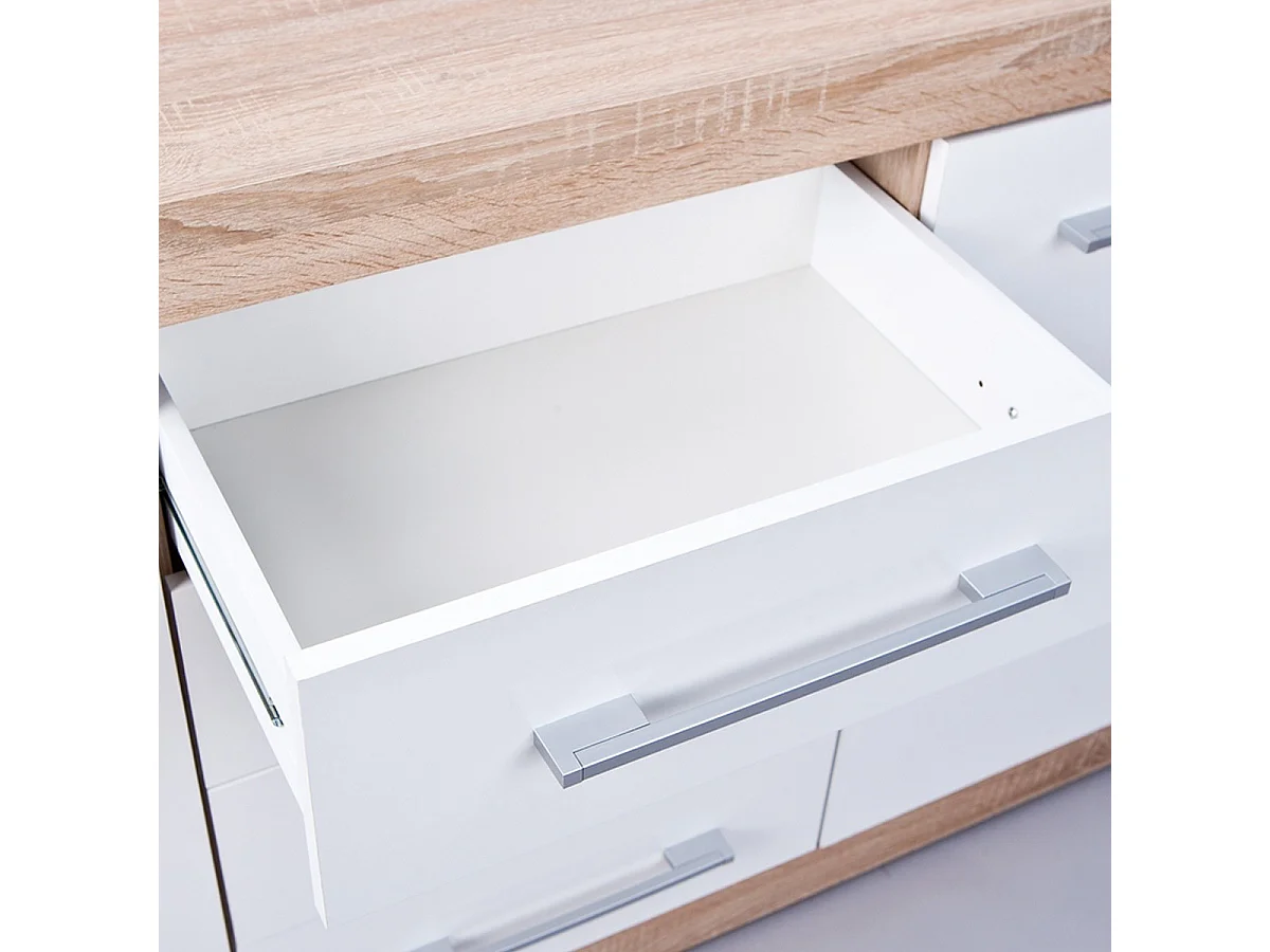 Buffet 2 Portes & 4 Tiroirs "Luni" 155cm Blanc