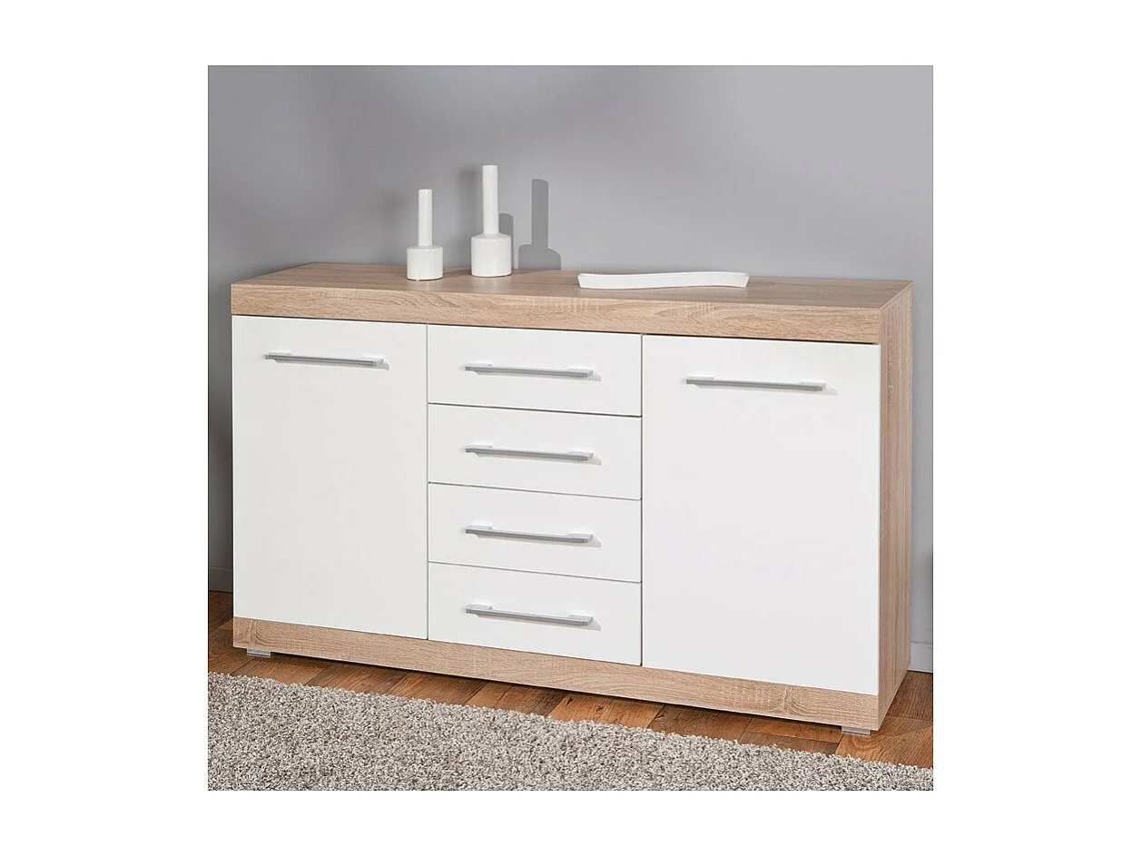 Buffet 2 Portes & 4 Tiroirs "Luni" 155cm Blanc