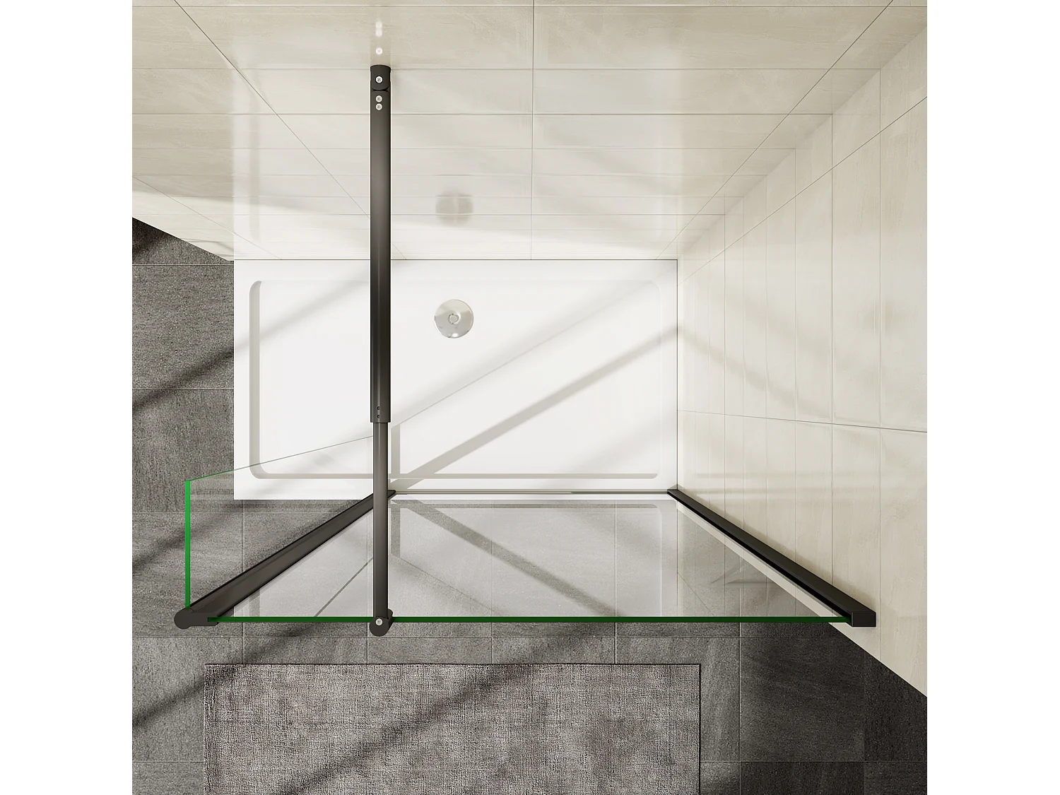 Painel de duche Movível Borda serigráfica preta 2folhas Vidro 8mm Anticalcário com Barra Preta 70-120cm Tamanho[(123.9-125.9)+40]x200cm-AICA