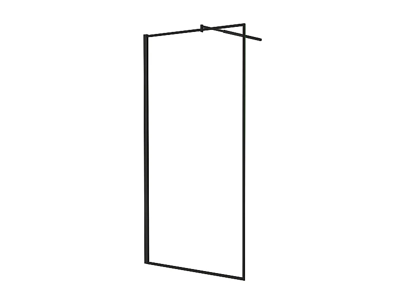 Painel de duche Fixo Borda serigráfica preta Vidro Anti-calcário 8mm com Barra 70-120cm Perfil Preto fosco (98-100)x200cm-AICA