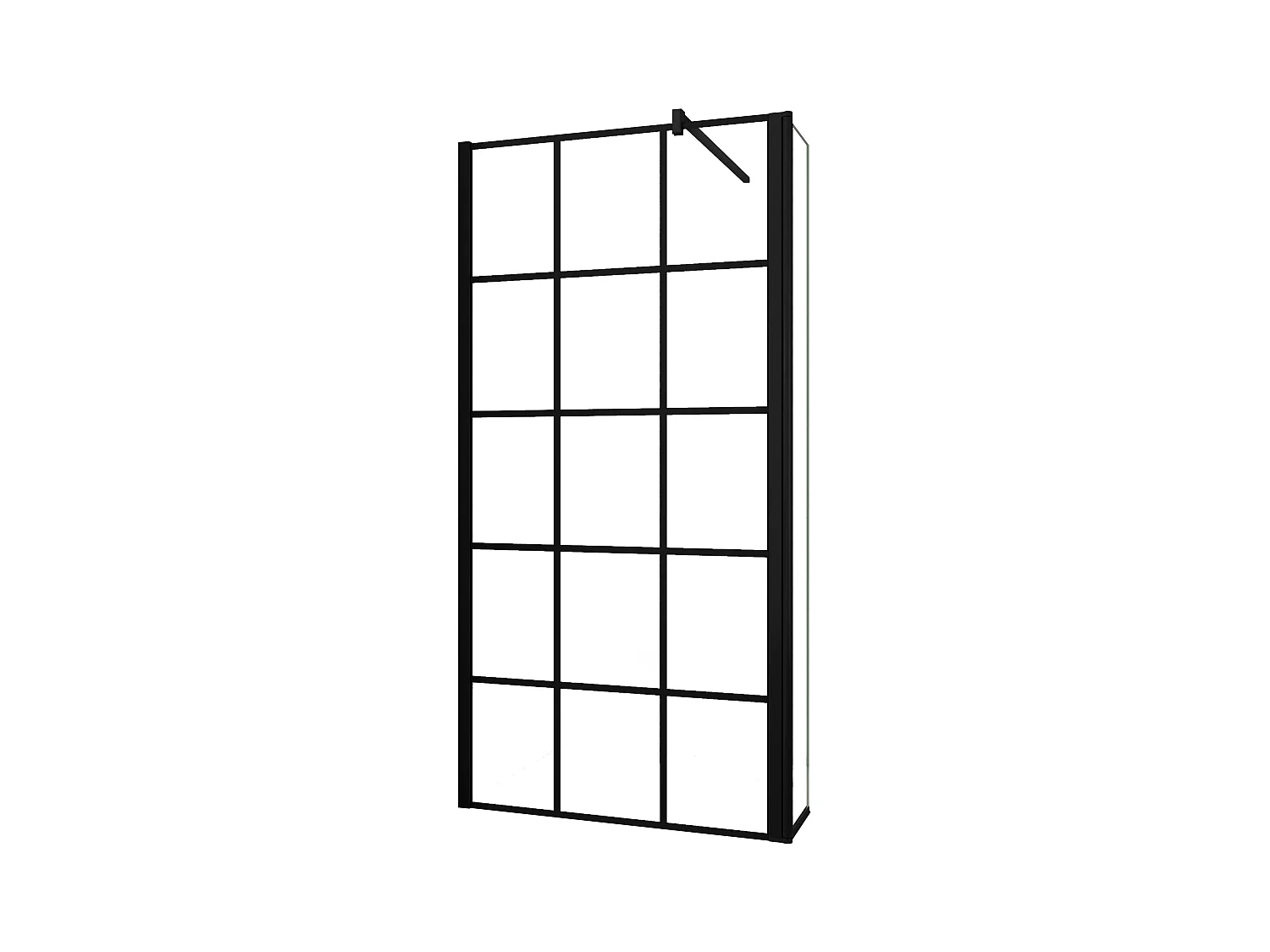 Painel de duche Movível Treliça quadrada serigrafada 2folhas Vidro 8mm Anticalcário com Barra Preta 140cm Tamanho[(113.9-115.9)+30]x200cm-AICA