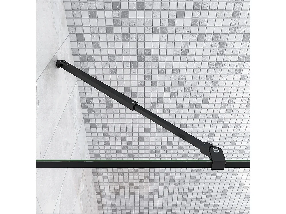 Painel de duche Movível Linha preta serigrafia 2 folhas Vidro 8mm Anticalcário com Barra Preta fosca 73-120cm Tamanho[(73.9-75.9)+30]x200cm-AICA