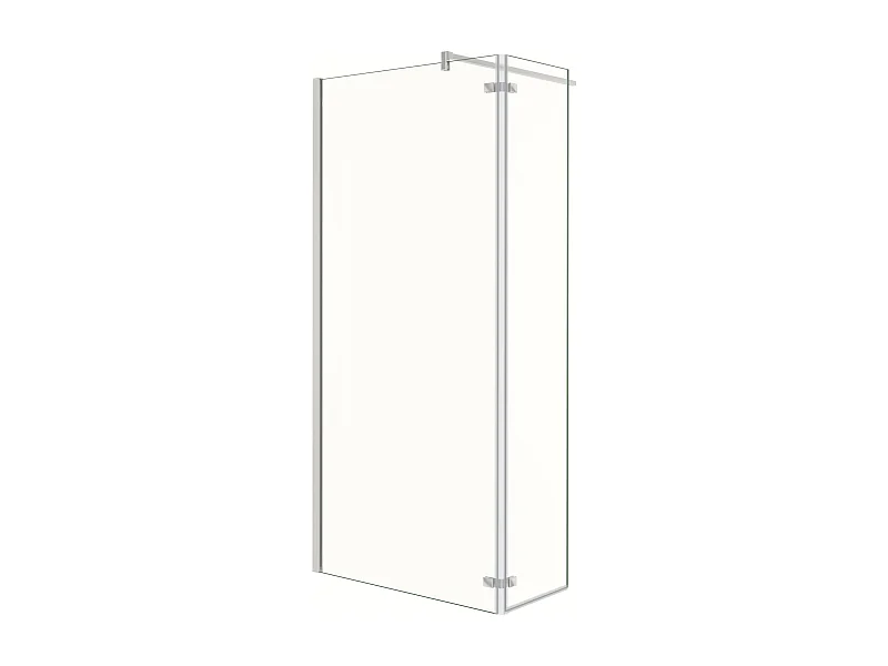 Walkin Mampara Panel de ducha 2 hojas con Bisagra Panel fijo+giratorio Vidrio Antical 8mm con Barra Fija 140cm Perfil Cromado ([88-90]+40)x200cm-AICA