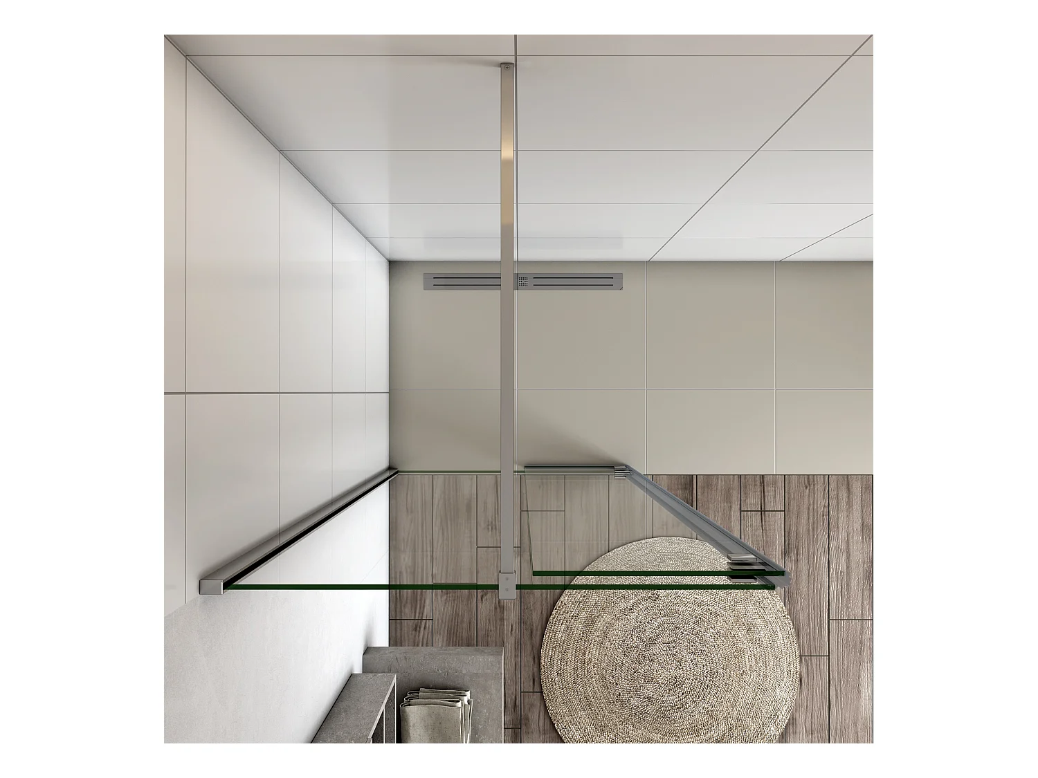 Walkin Mampara Panel de ducha 2 hojas con Bisagra Panel fijo+giratorio Vidrio Antical 8mm con Barra Fija 140cm Perfil Cromado ([88-90]+40)x200cm-AICA