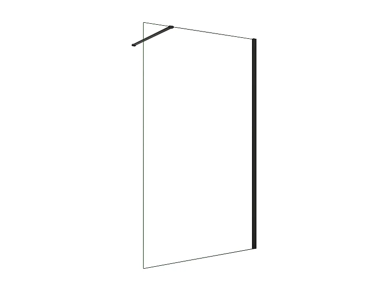 Walkin Mampara Panel de ducha una hoja Perfil Negro mate Vidrio Antical de 8mm con una Barra1 de 90cm Tamaño (48-50)x200cm-AICA