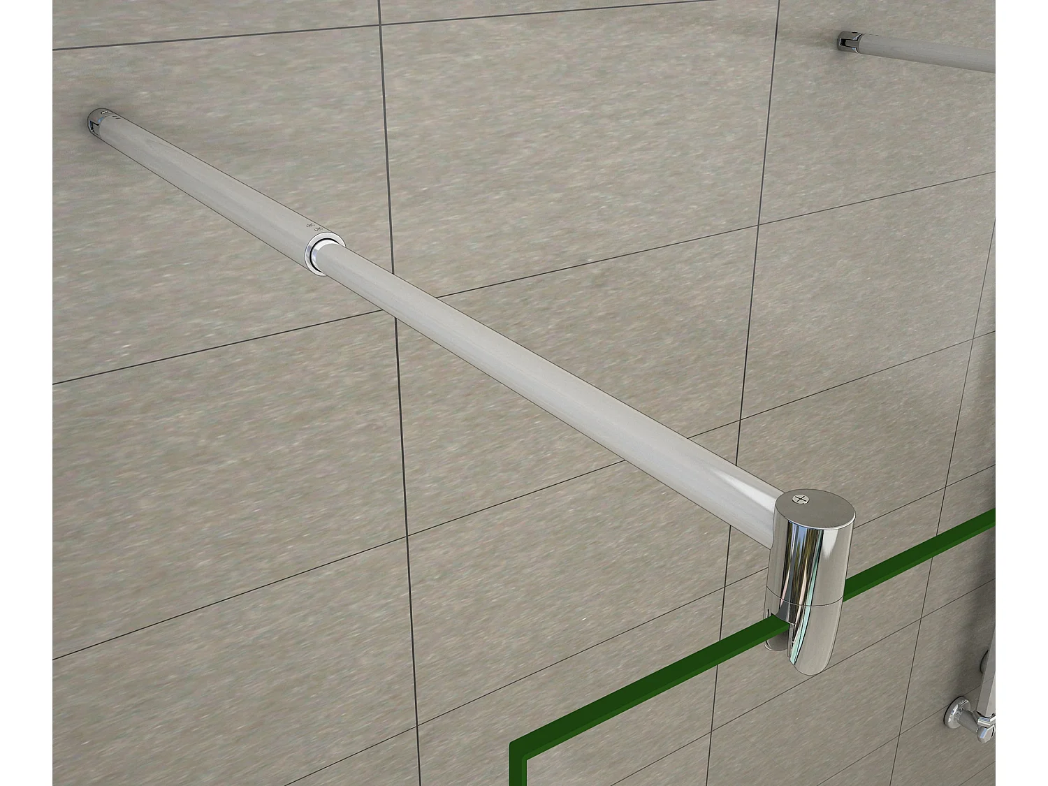 Painel de duche Fixo 1 folha Vidro 8mm com Filme de Segurança à Prova de Explosão 77x200cm com Duas barras ajustáveis 70-120cm-AICA