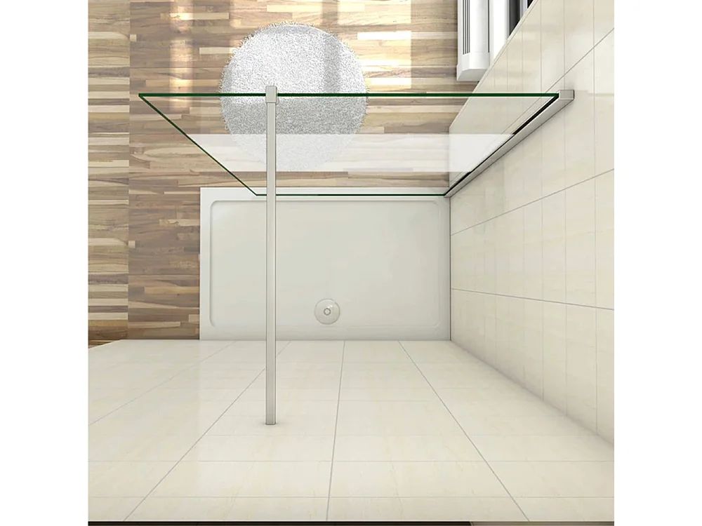 Painel de duche Fixo Impressão de tela central Vidro 8mm com Filme de Segurança à Prova de Explosão (108-110)x200cm com Barra 140cm-AICA