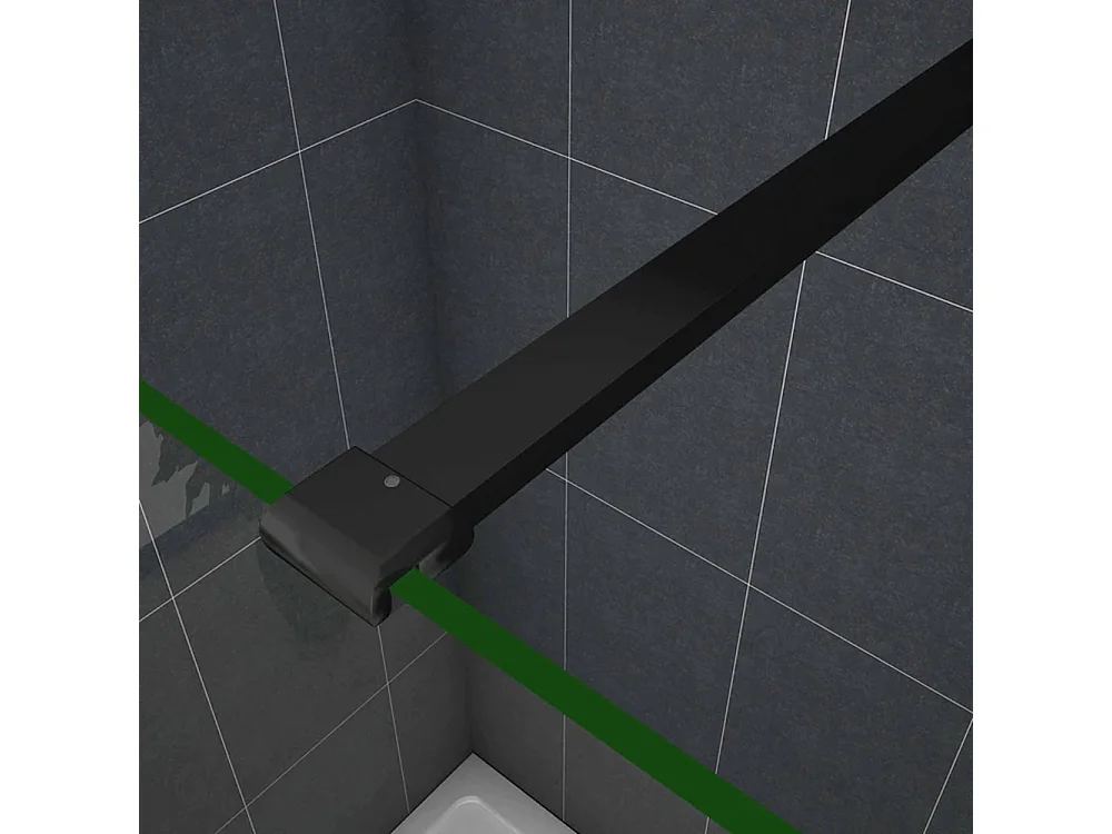Walkin Mampara Panel de ducha una hoja Perfil Negro mate Vidrio Antical de 8mm con una Barra1 de 90cm Tamaño (68-70)x200cm-AICA