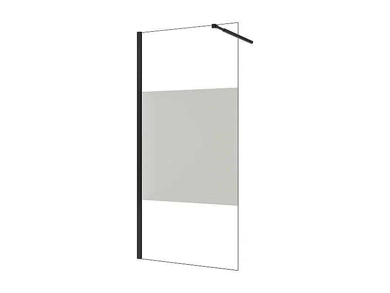 Panel de ducha Serigrafiado Central Vidrio 8mm con Película de Seguridad a Prueba de Explosiones (68-70)x200cm con Barra Negra mate 73-120cm-AICA