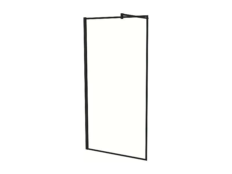 Painel de duche Fixo Borda serigráfica preta Vidro Anti-calcário 8mm com Barra 90cm Perfil Preto fosco (88-90)x200cm-AICA