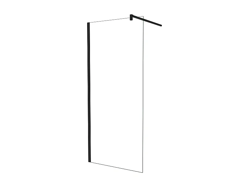 Resguardo frontal de duche sem moldura exterior,vidro temperado anti-calcário de 5mm com barra de 140cm,perfil Preto Mate,(680-700)x1900mm-AICA
