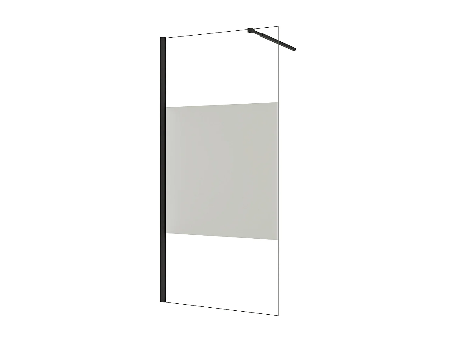 Painel de duche Fixo Impressão de tela central Vidro 8mm com Filme de Segurança à Prova de Explosão (78-80)x200cm com Barra Preta fosca 73-120cm-AICA