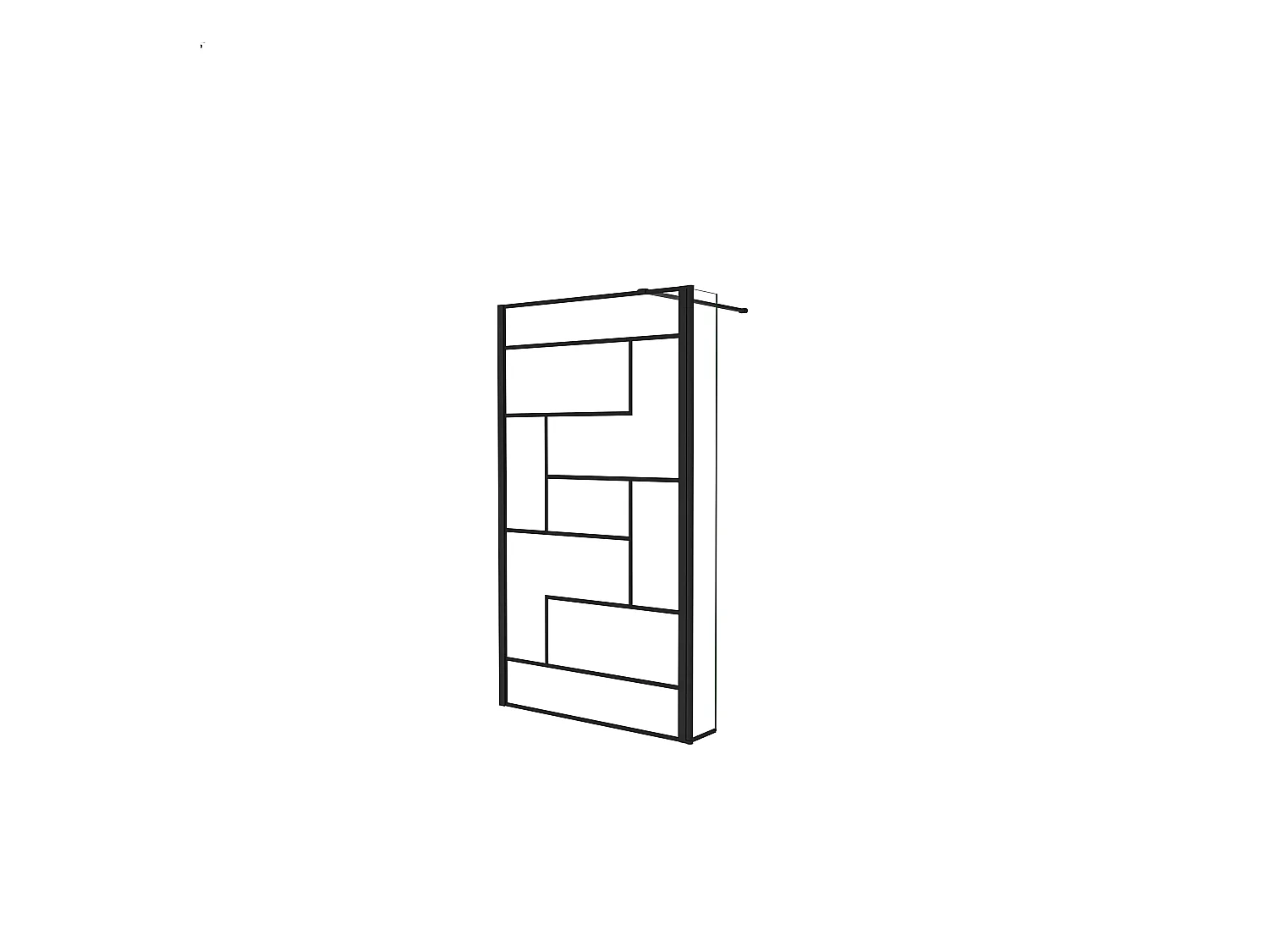 Painel de duche Movível Linha preta serigrafia 2 folhas Vidro 8mm Anticalcário com Barra1 Preta fosca 90cm Tamanho[(113.9-115.9)+30]x200cm-AICA