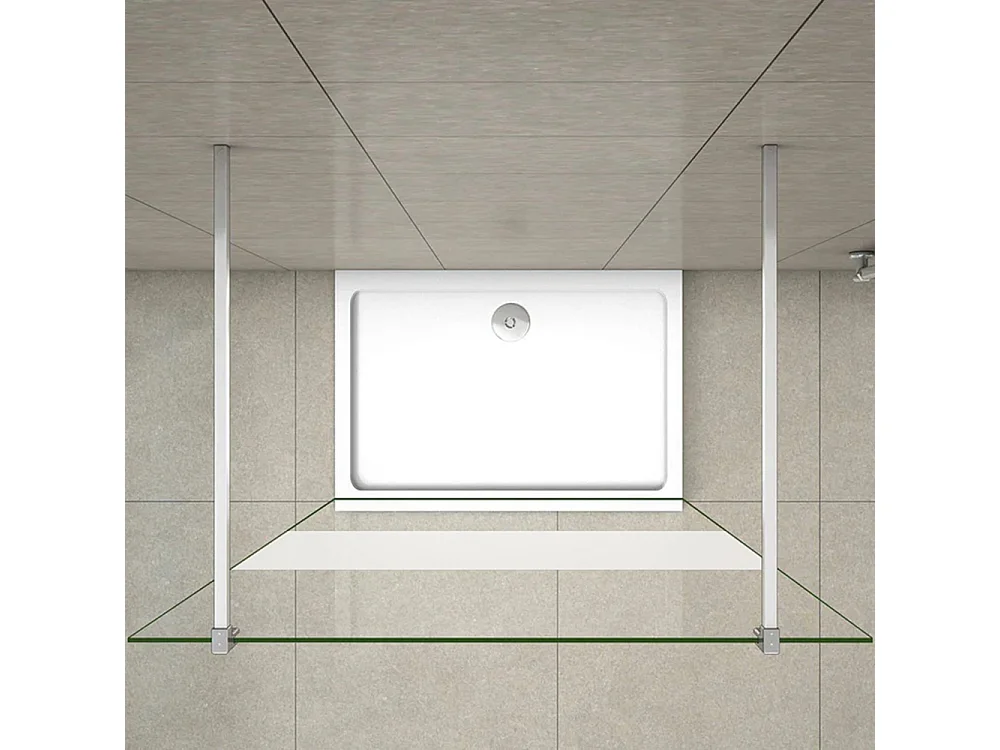 Painel de duche Fixo Impressão de tela central Vidro 8mm com Filme de Segurança à Prova de Explosão 97x200cm com Duas barras 140cm-AICA